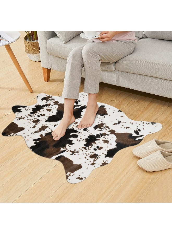 IMQOQ Cow Print Rug Faux Cowhide Area Carpet Animal Print Mat for Living Room Bedroom Non-Slip 3.6x2.5FT (110cmx75cm) - Image 3